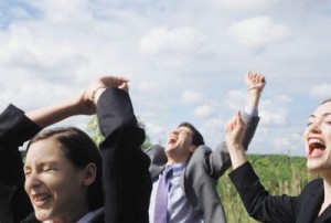 Businesspeople Celebrating Outdoors
